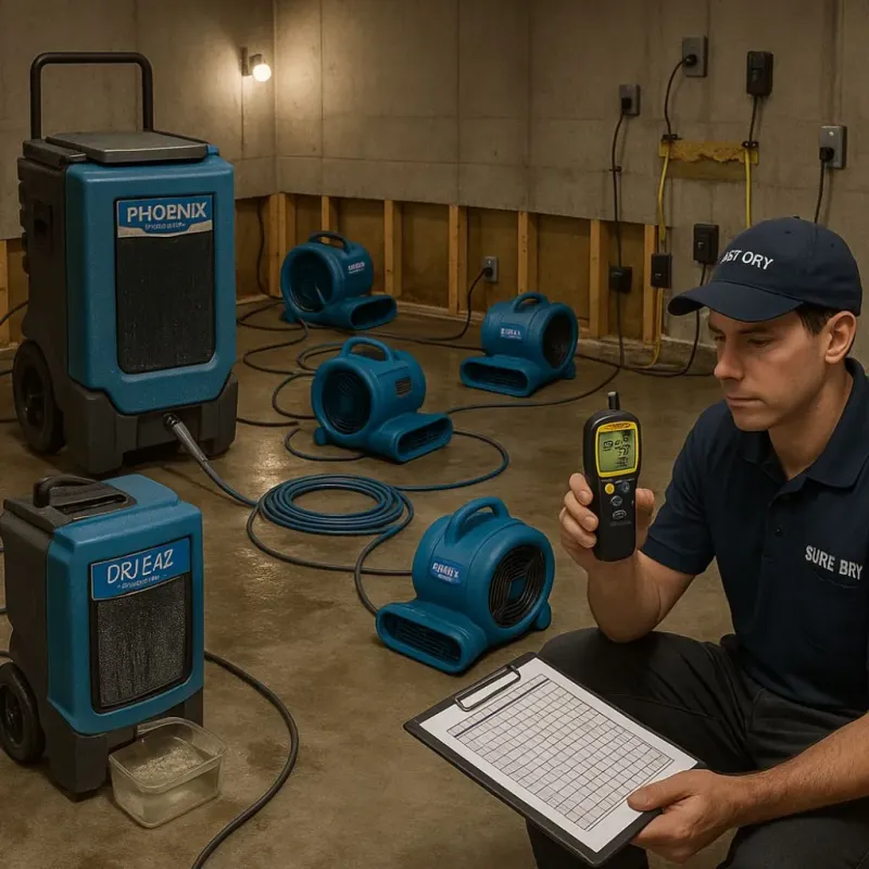 Structural Drying and Dehumidification process in Bradford, TN